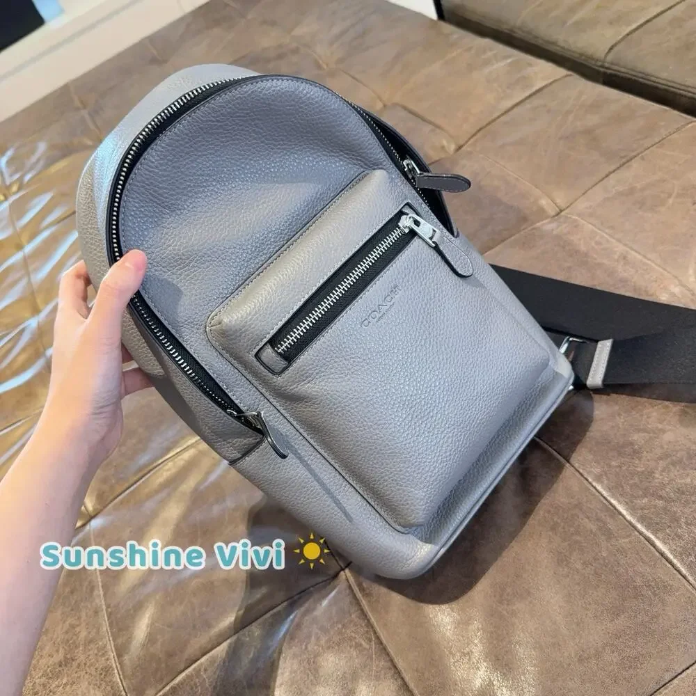NWT Coach Men's West Pack In Refined pebble leather CY206 /GRAPHITE
